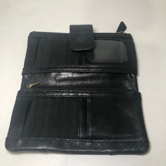 Fossil Wallet Clutch Black Long Live Vintage 1954 Emory Black Lamb Hide Bifold - Picture 6 of 15